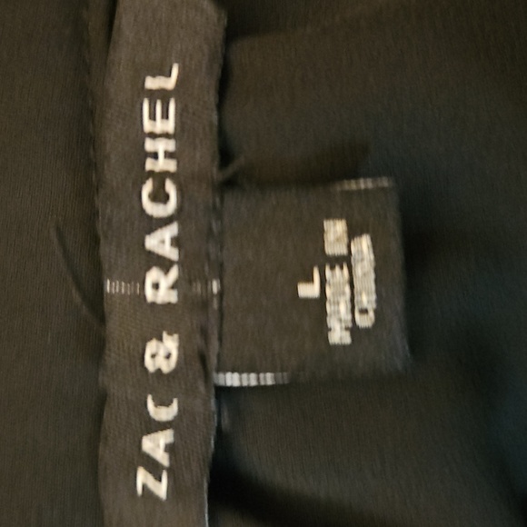 ZAC & RACHEL Black Tiered Short Sleeve Half Button Chiffon Blouse - Picture 8 of 10